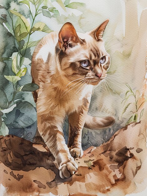 Schöne Aquarell-Katzenillustration