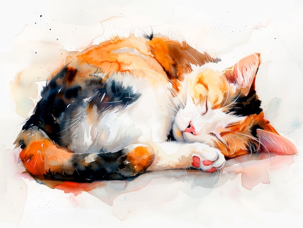 Schöne Aquarell-Katzenillustration