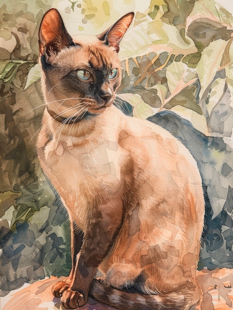 Schöne Aquarell-Katzenillustration