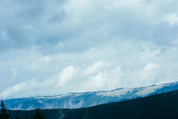 Schöne Berglandschaft mit Waldnaturpark und cloudscape