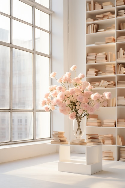 Kostenloses Foto schöne bibliothek mit rosen