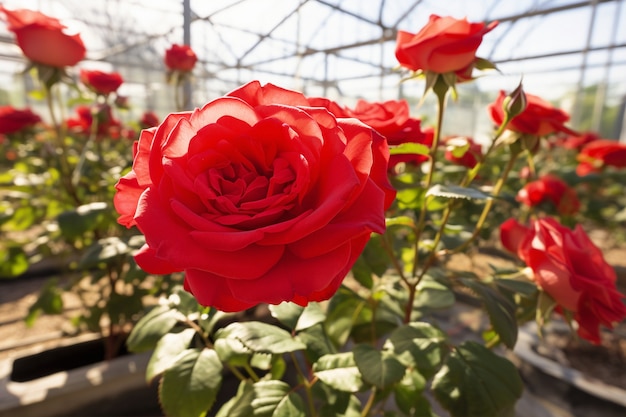 Kostenloses Foto schöne blühende rosen im gewächshaus