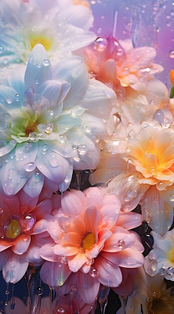 Schöne Blumen mit Wassertropfen