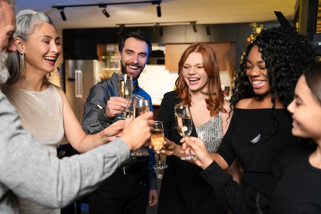 Kostenloses Foto schöne familie, die eine silvesterparty genießt