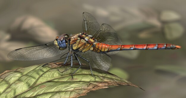 Kostenloses Foto schöne fotorealistische libelle in der natur