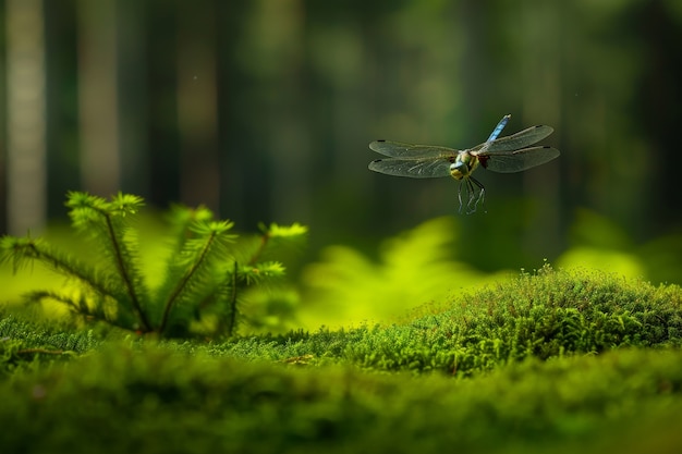 Schöne fotorealistische Libelle in der Natur