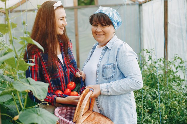 Schöne Frauen arbeitet in einem Garten