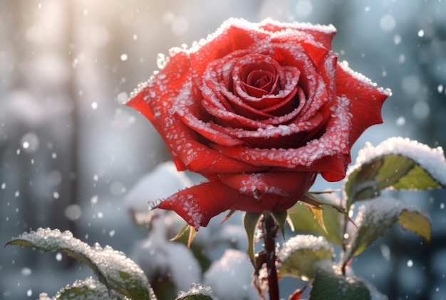 Kostenloses Foto schöne gefrorene rose im freien