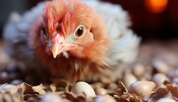 Kostenloses Foto schöne gelbe küken schlüpfen und schauen auf die kamera auf der farm, die von künstlicher intelligenz generiert wird