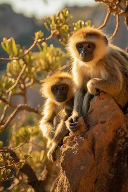 Kostenloses Foto schöne gibbons in der natur