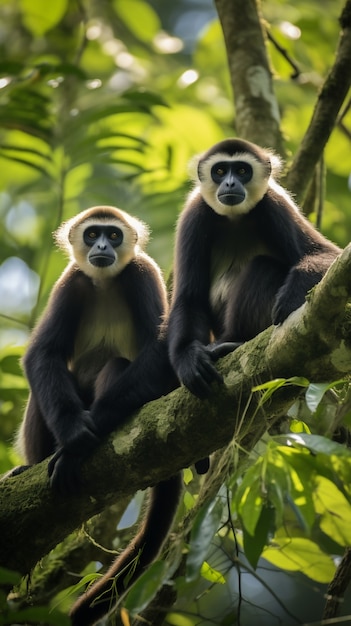 Kostenloses Foto schöne gibbons in der natur