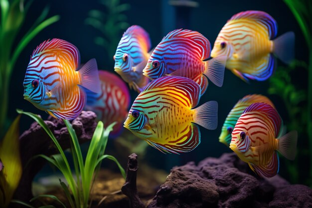 Schöne Gruppe von Fischen unter Wasser