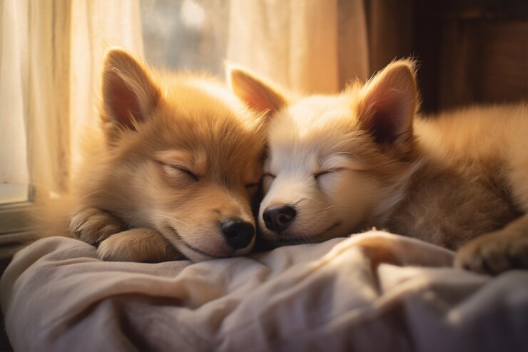 Kostenlose Foto schöne hunde stehen nebeneinander und zeigen zuneigung