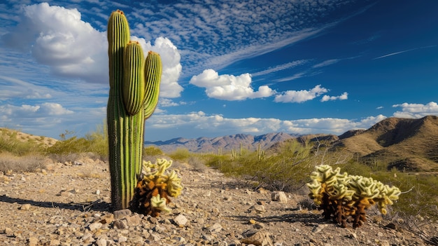 Kostenloses Foto schöne kaktuspflanze mit wüstenlandschaft