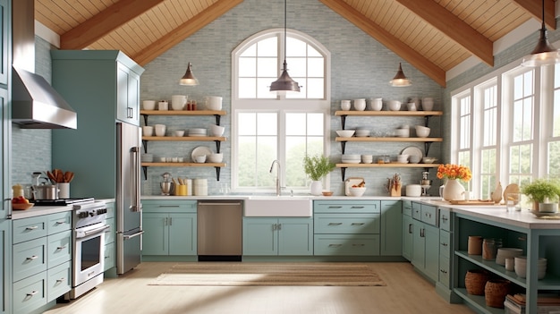 Kostenloses Foto schöne küchen-interieurgestaltung
