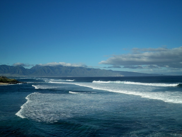 Kostenloses Foto schöne landschaft des ruhigen meeres unter dem klaren himmel in hawaii