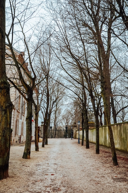 Schöne Landschaftsaufnahme der Gärten von Paris während eines bewölkten Tages