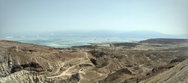 Schöne Luftaufnahme des Gebiets des Toten Meeres Israel