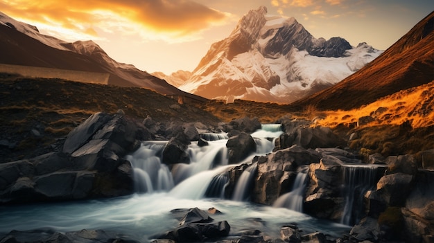 Kostenloses Foto schöne natürliche wasserfalllandschaft