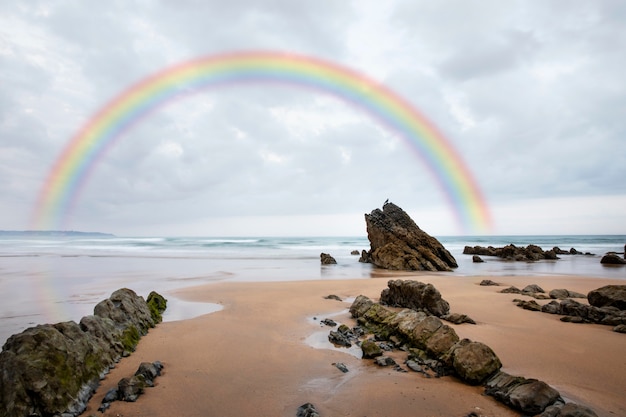 Schöne Naturlandschaft mit Regenbogen