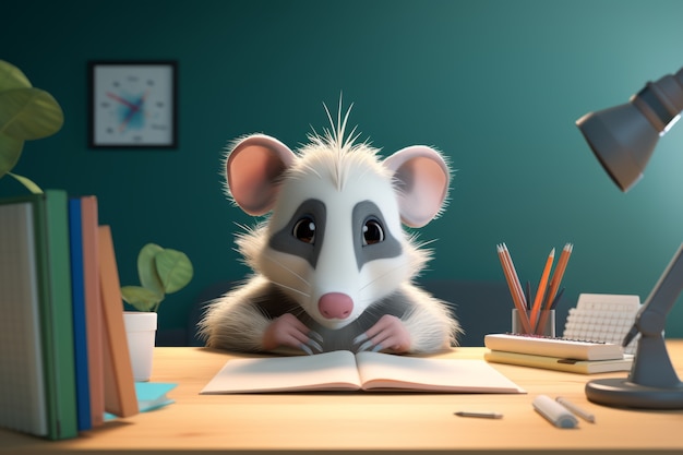 Kostenloses Foto schöne opossum im studio