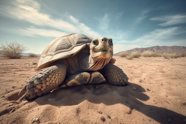 Schöne Schildkröte in der Wüste