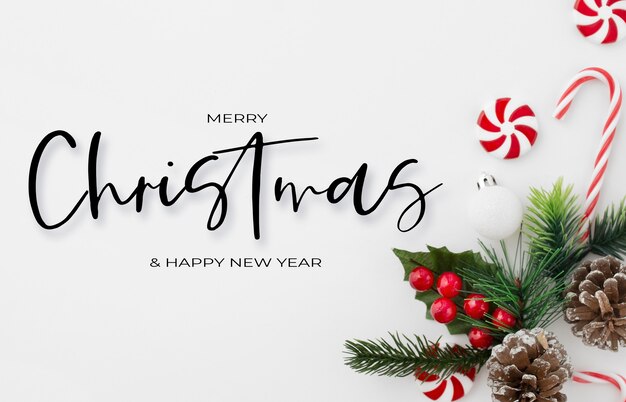 Schöne Weihnachtskomposition, die der Weihnachtszeit gratuliert