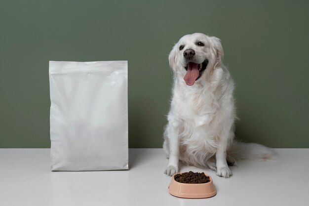 Schöner Hund mit nahrhaftem Futter