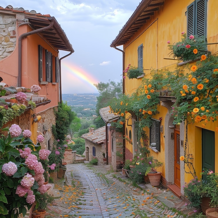 Kostenlose Foto schöner regenbogen in der natur