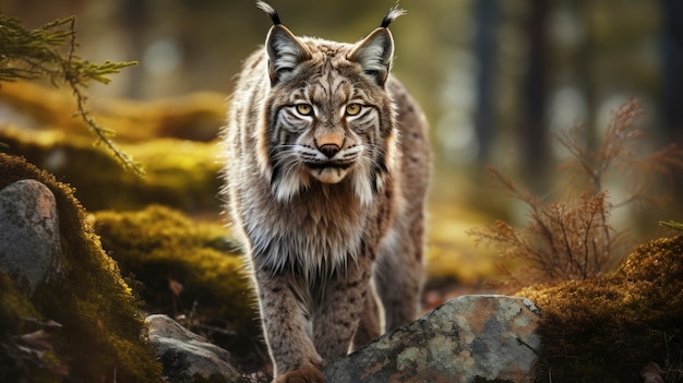 Kostenloses Foto schöner rotluchs in der natur