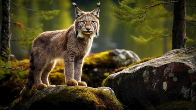 Kostenloses Foto schöner rotluchs in der natur