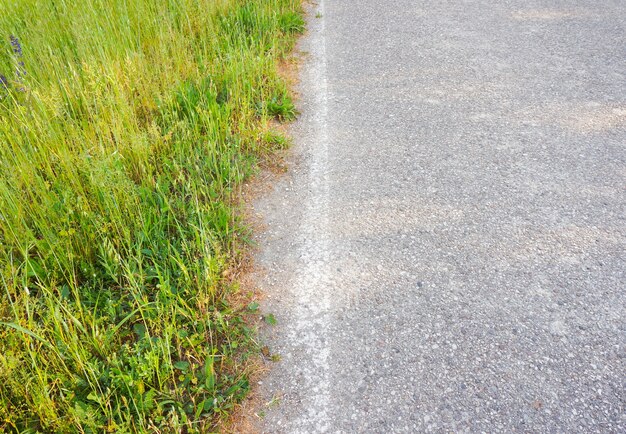 Schöner Schuss des Grases am Straßenrand - perfekt für Hintergrund