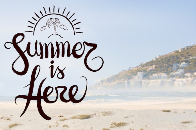 Schöner Strand mit einem Sommer-Nachricht