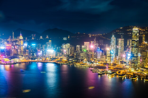 Schönes Architekturgebäude-Außenstadtbild von Hong Kong-Stadtskylinen