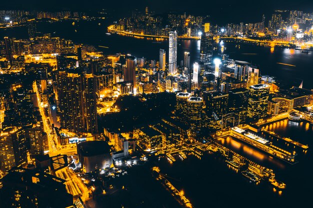 Schönes Architekturgebäude-Außenstadtbild von Hong Kong-Stadtskylinen