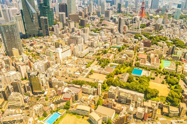 Schönes architekturgebäudestadtbild von tokyo