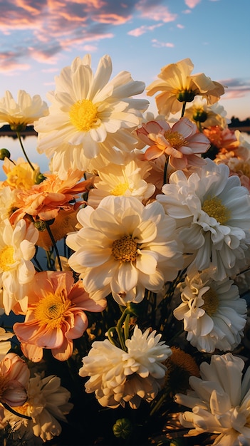 Kostenloses Foto schönes blühendes blumenfeld frühlingszeit