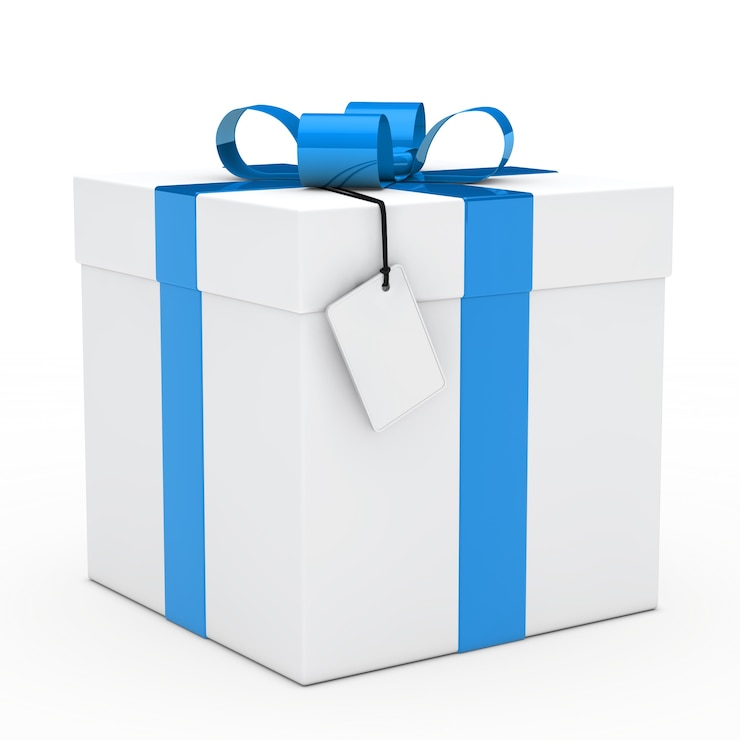 Kostenlose Foto schönes geschenk mit blauem band