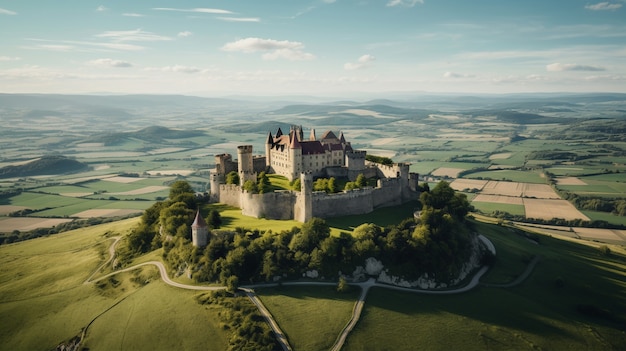 Kostenloses Foto schönes schloss umgeben von natur