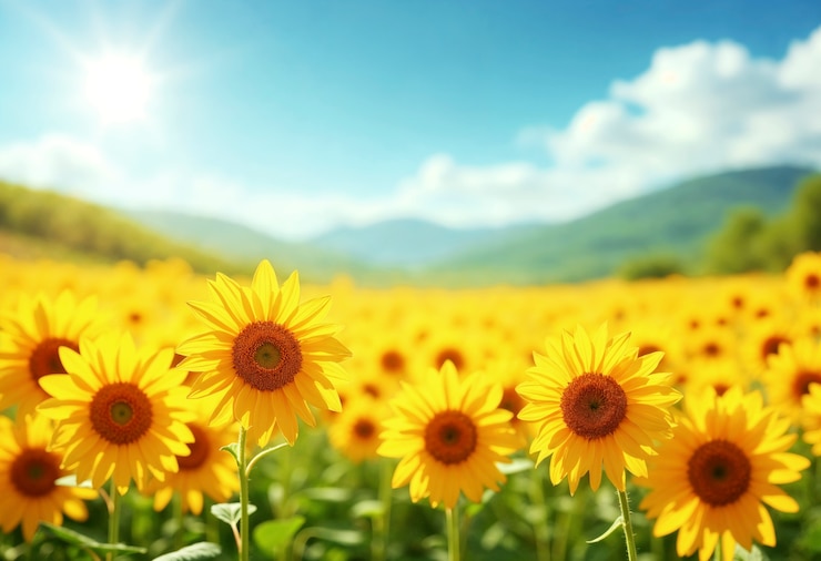 Kostenlose Foto schönes sonnenblumenfeld