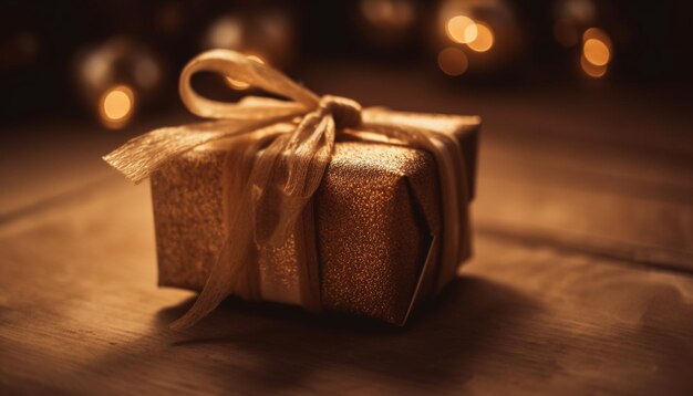 Schokoladen-Weihnachtsgeschenk in Goldpapier verpackt, das von KI generiert wurde