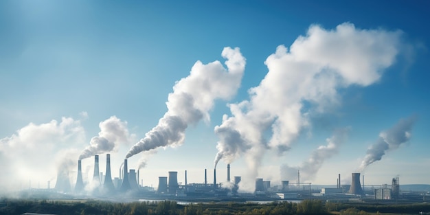 Kostenloses Foto schornsteine vor einer klaren industriellen landschaft