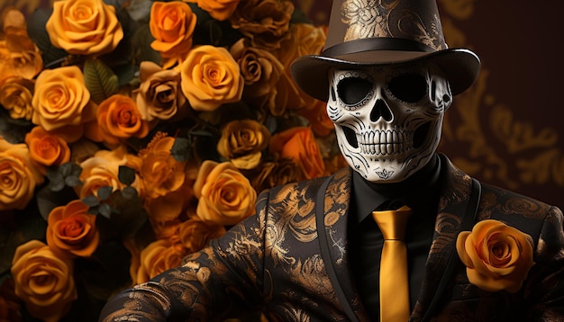 Kostenloses Foto schreckliche halloween-feier elegante geschäftsmann in dunklem gotischen anzug, erzeugt von künstlicher intelligenz