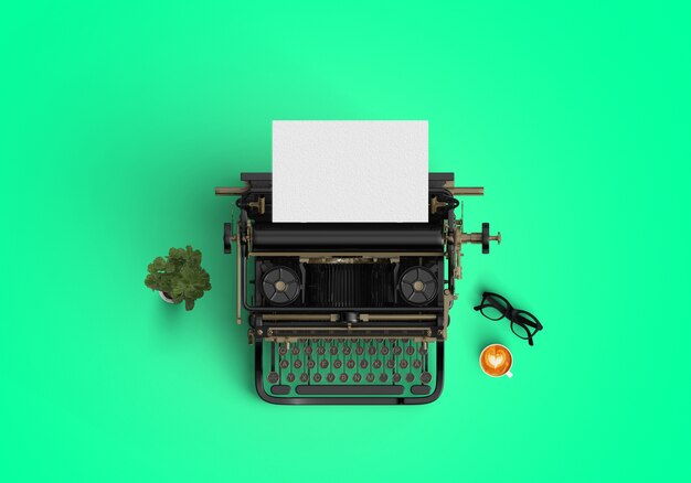 Schreibmaschine auf grünem Hintergrund
