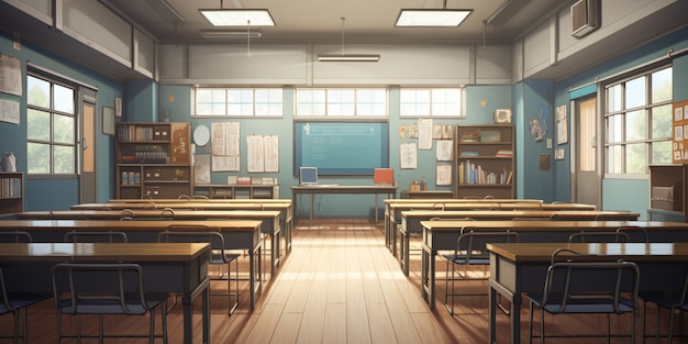 Schulklassenraum im Anime-Stil
