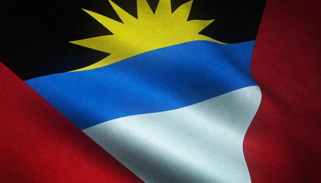 Schuss der wehenden Flagge von Antigua und Barbuda