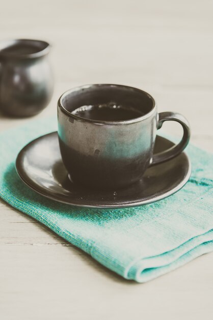 Schwarze Kaffeetasse