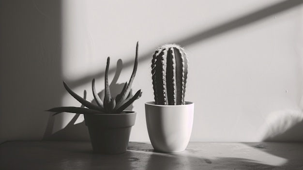 Kostenloses Foto schwarze und weiße wüstenkaktus