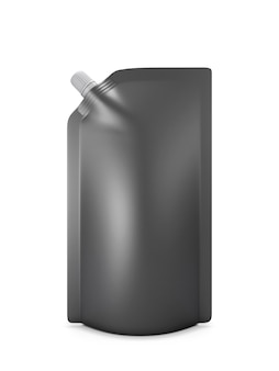 Schwarzer Plastik Doypack Standbeutel Mit Ausguss Flexible Verpackung Fur Speisen Oder Getranke Premium Vektor