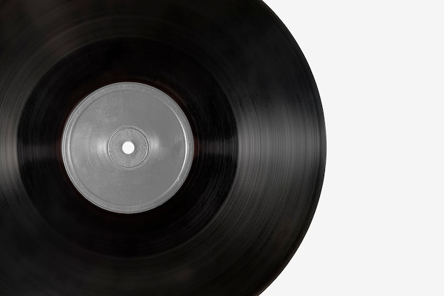Schwarzes Schallplattenmodell auf grauem Hintergrund